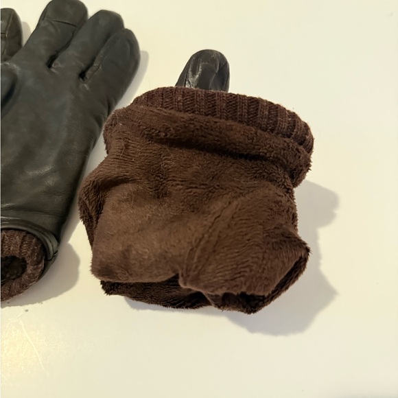 Men's Brown Leather Gloves fuzzy lining size 10 - Picture 5 of 7